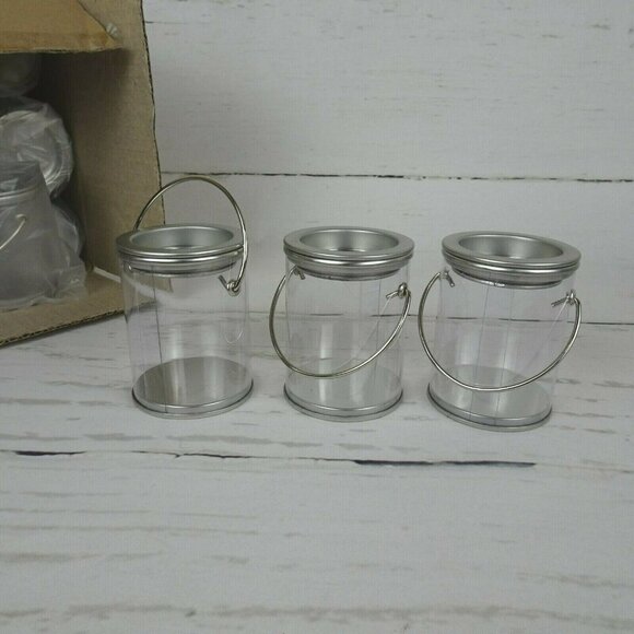 Other - 🎯5/$30 12 Clear Candy Pails W/ Metal Lid Party Supplies Favors Goody Crafts New